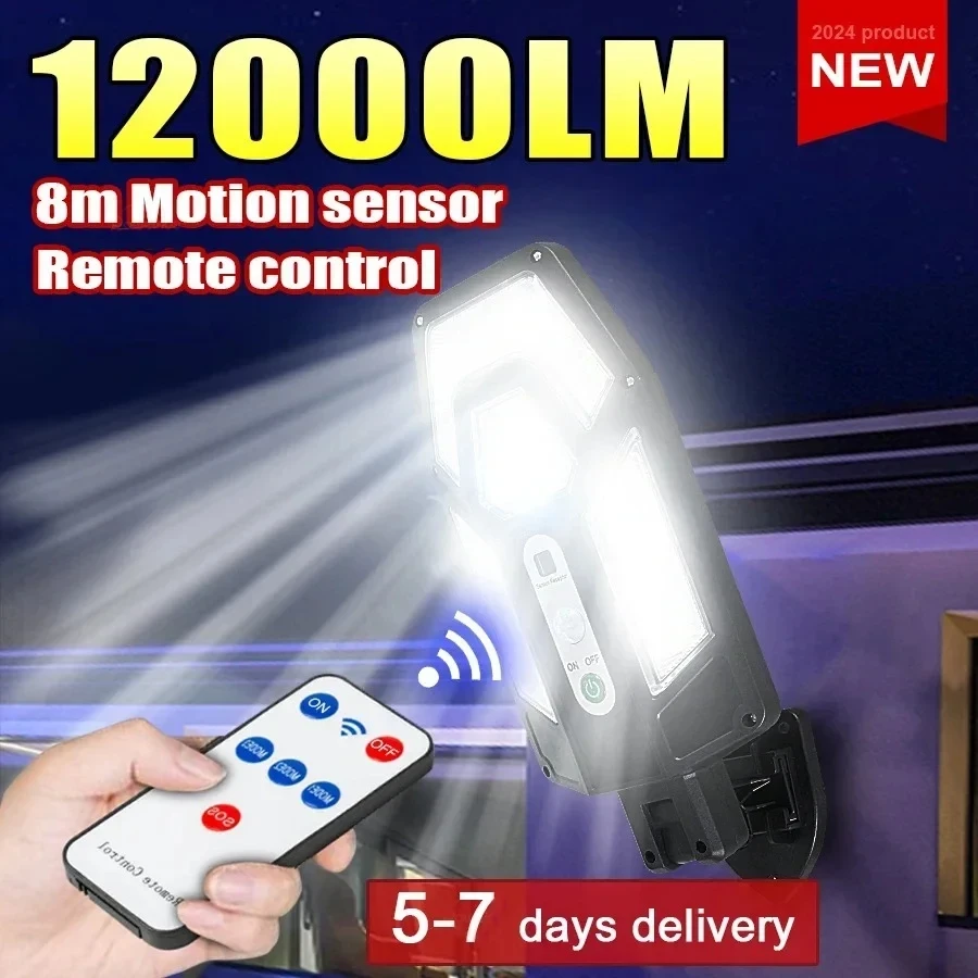 Outdoor Lighting Ground - 12000LM Güçlü Güneş Enerjili Duvar Lambası,