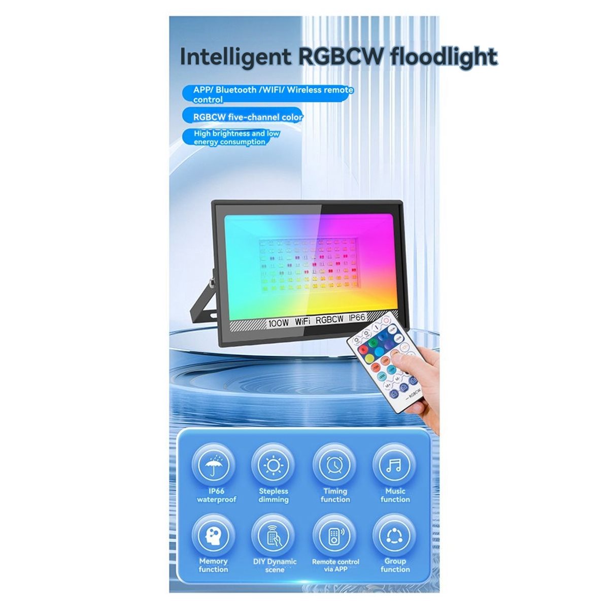 Outdoor Lighting Uk - Nices 100W RGBCW LED projektör APP