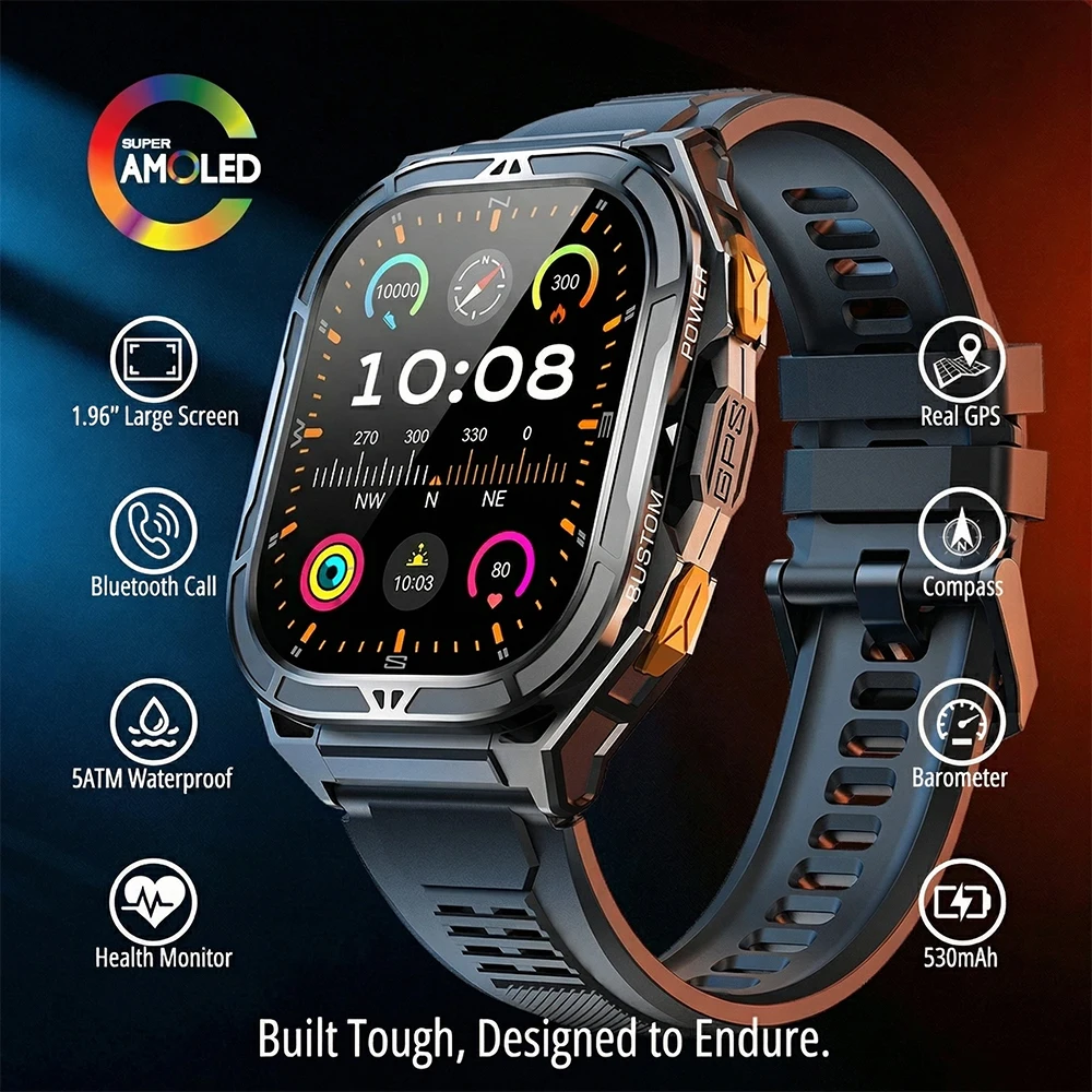 Outdoor Lighting Deck - Lüks AMOLED Akıllı Saat Gerçek GPS