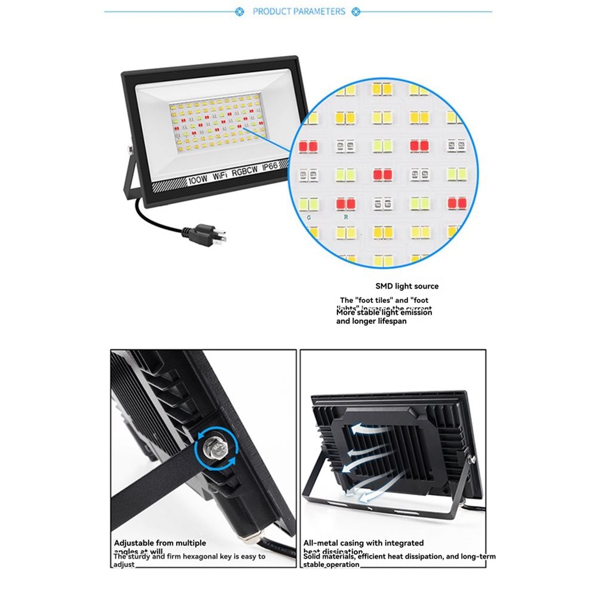Nices 100W RGBCW LED projektör - Outdoor Lighting Uk incelemesi ve fiyatı