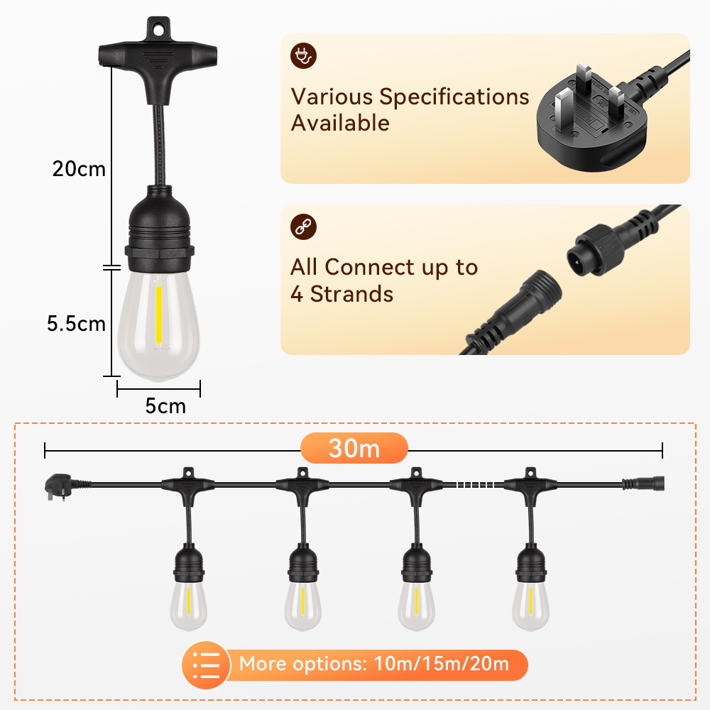 E27 Dış Mekan Işık Zinciri LED - Outdoor Lighting Uk incelemesi ve fiyatı